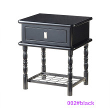 Mesa de noche negra moderna de la tabla de cabecera de la madera y del metal (002 # negro)